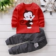 thumbnail image 1 of Cethrio Pajama Sets for Boys, Crew Neck Printed Casual Cotton Sleepwear Set Red Size 3-4 T, 1 of 3