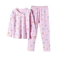 thumbnail image 1 of Cethrio Pajama Sets for Girls, Cotton Long Sleeve Stretch Tops and Pants Set Pink Size 3-4 T, 1 of 2