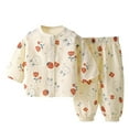 thumbnail image 1 of Cethrio Pajama Sets for Girls, Cotton Printed Printed Long Sleeve Sleepwear Sets Beige Size 4-5 T, 1 of 2
