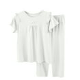 thumbnail image 1 of Cethrio Pajama Sets for Kids Girls, Cotton Comfy Flutter Sleeve Summer Girls' Sleepwear White Size 2-3T, 1 of 3