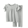 thumbnail image 1 of Cethrio Pajama Sets for Kids Girls, Flutter Sleeve Summer Comfy Cotton Girls' Sleepwear Gray Size 5-6T, 1 of 3