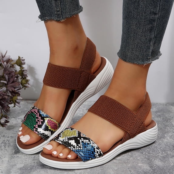 Cethrio Platform Sandals for Women Casual Summer Wide Multicolor Sandals Shoes Size 38