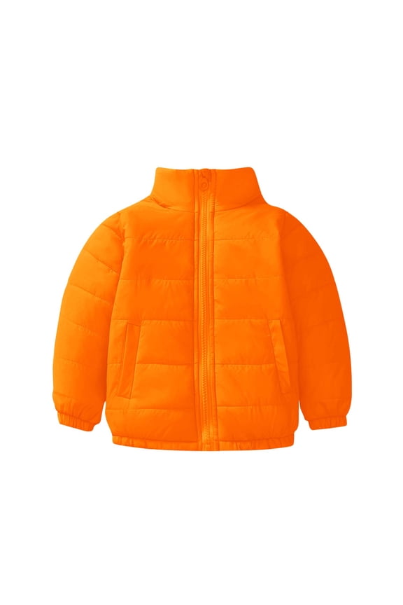 Puffer Jackets for Boys Girls, Full Zip Lightweight Warm Winter Outerwear Coats Orange Size 13-14 T