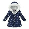 thumbnail image 1 of Cethrio Puffer Jackets for Girls, Hooded Full Zip Warm Printed Winter Coats Dark Blue Size 9-10 T, 1 of 8