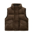 thumbnail image 1 of Cethrio Puffer Vests for Kids, Zipper Warm Sleeveless Autumn and Winter Coats Coffee Size 10-11 T, 1 of 2
