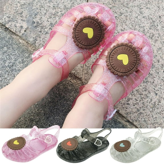 Cethrio Sandals for Girls, Gifts Summer Non Slip Princess Jelly Sandals Pink Size 8