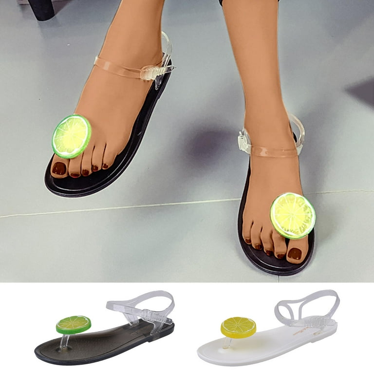 Cethrio Sandals for Women Flats Shoes- on Clearance Flat Slides Sandal Flip  Flops Wide Width White Dressy Sandals/ Slides Size 5.5