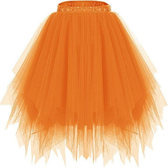 Cethrio Skirts for Girls, A-line Dancing Elastic Waist Party Mini Skirts Orange Size 3-9T