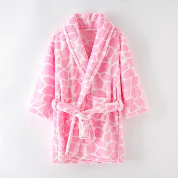 Cethrio Sleepwear Robes & Bathrobes for Girls, Soft Warm Cotton Pajamas with Belt Pink Size 9-10T