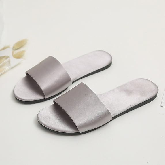Cethrio Slides for Women Casual Summer Breathable Indoor Gray Slides Slippers Size 37