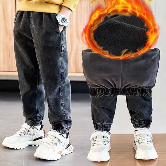 Cethrio Slim Straight Jeans for Boys, Elastic Waist Denim Stretchy Pants with Pockets Black Size 5 T