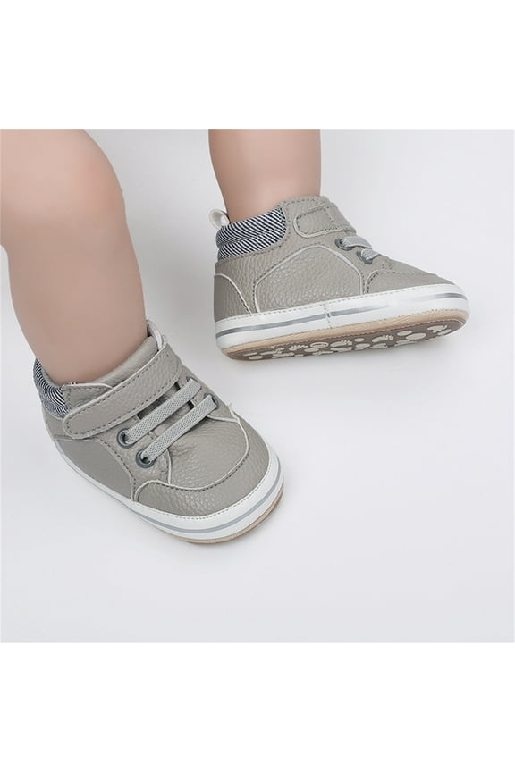 Sneakers for Kids Boys, Breathable Lightweight High-Top Non Slip Walker Shoes Gray Size 4(US)