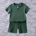 thumbnail image 1 of Wavsuf Spring And Summer Toddler Kids Baby Girls Boys Solid Short Sleeved Fashion Rompers Army Green Size 100, 1 of 9