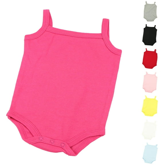Cethrio Summer Bodysuits for Kids Girls, Soft Cotton Sleeveless One Piece Girls Rompers Hot Pink Size 0-24 Months