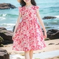 thumbnail image 1 of Cethrio Summer Dresses for Girls 2025, Party Gifts Flutter Sleeve Cotton Casual Dresses Multicolor Size 14-15 T, 1 of 4