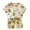 thumbnail image 1 of Cethrio Summer Pajama Sets for Kids Boys, Casual 2 Piece Comfy Cotton Boys' Sleepwear Yellow Size 1-2T, 1 of 2