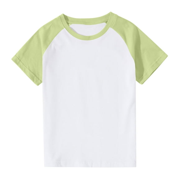 Cethrio Summer Shirts for Boys Girls, Casual Cotton Short Sleeve Kids T-Shirts Mint Green Size 13-14 T