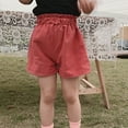 thumbnail image 1 of Cethrio Summer Shorts for Girls, Elastic Waist Solid Color Loose Girls Shorts Red Size 3-4 T, 1 of 4