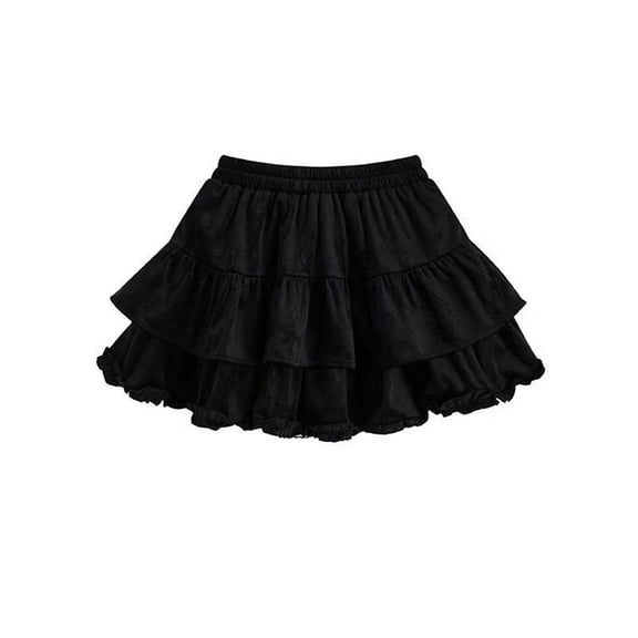 Cethrio Summer Skirts for Girls, Princess Elastic Waist Dance Pleated Mini Skirts Black Size 6 T