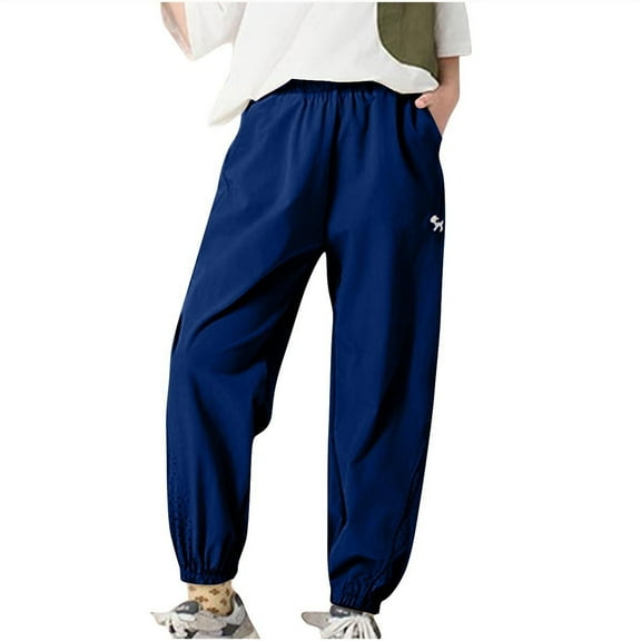 Cethrio Summer Sweatpants for Boys, Athletic Casual Elastic Waist Loose Jogger Pants Blue Size 9-10 T