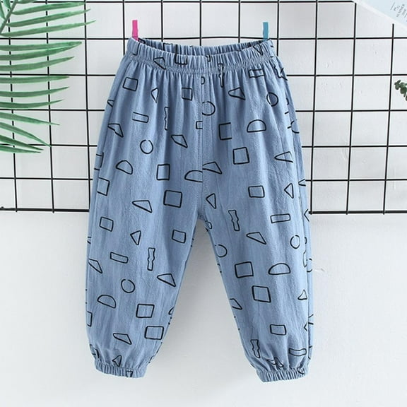 Cethrio Summer Sweatpants for Kids Boys, Elastic Waist Sports Cotton Casual Jogger Pants Blue Size 6 T