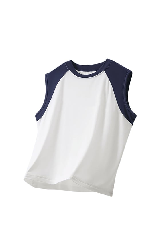 Summer Tank Tops for Boys, Athletic Sleeveless Crewneck Casual Boys Undershirts White Size 10-12