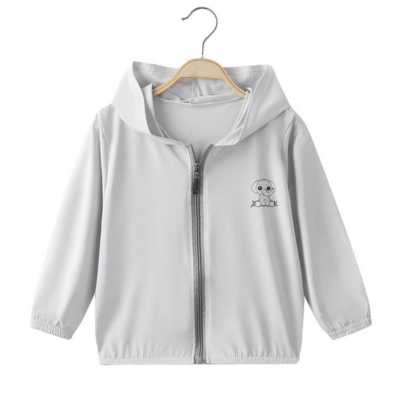 Cethrio Sun Protection Jackets for Boys Girls, Long Sleeve Full Zip UPF 50  Summer Clothing Gray Size 4-5 T
