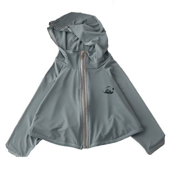 Cethrio Sun Protection Jackets for Boys Girls, UPF 50 Full Zip Long Sleeve Summer Clothing Gray Size 7-8 T