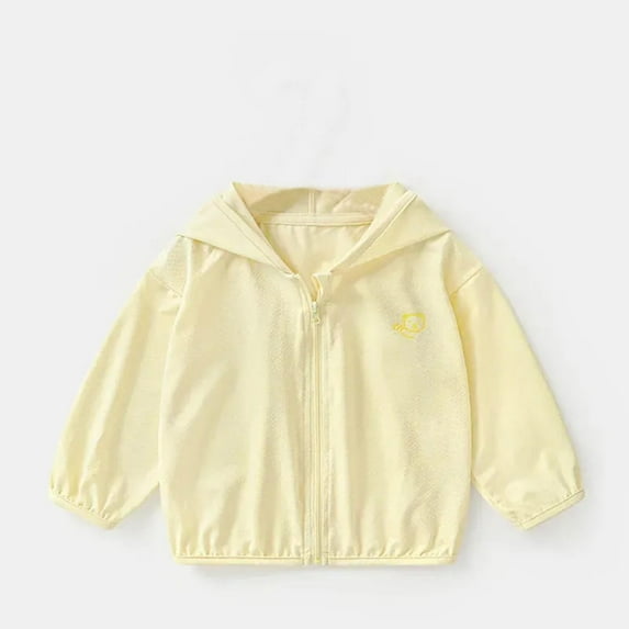 Cethrio Sun Protection Jackets for Girls Boys, Long Sleeve UPF 50+ Lightweight Summer Clothing Yellow Size 4 T