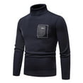 thumbnail image 1 of Wavsuf Sweaters for Men Turtleneck Solid Slim Thermal Knitted Navy Sweaters Tops Size L, 1 of 5
