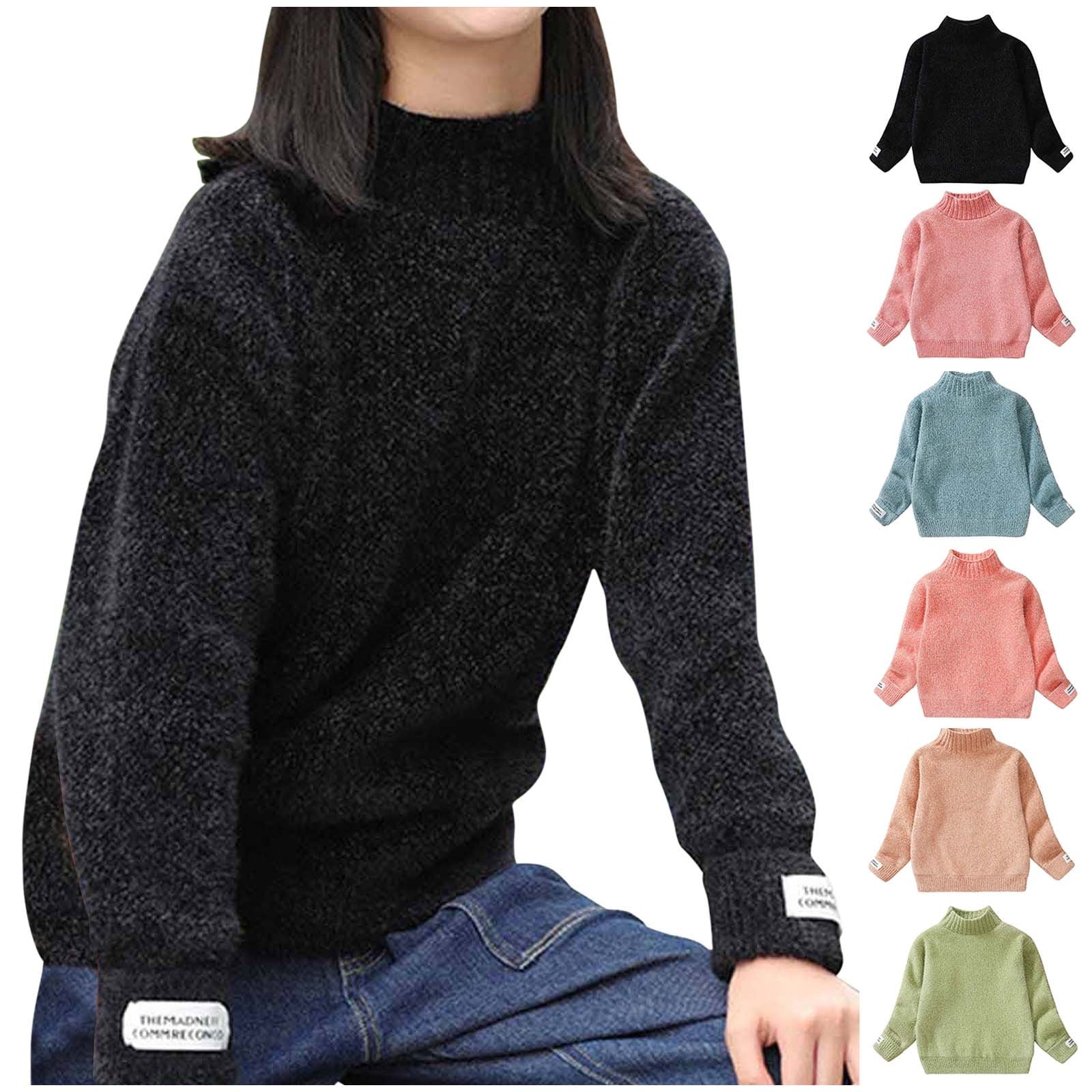 Cethrio Sweaters for Toddler Girls Clearance Solid Warm Christmas Gifts