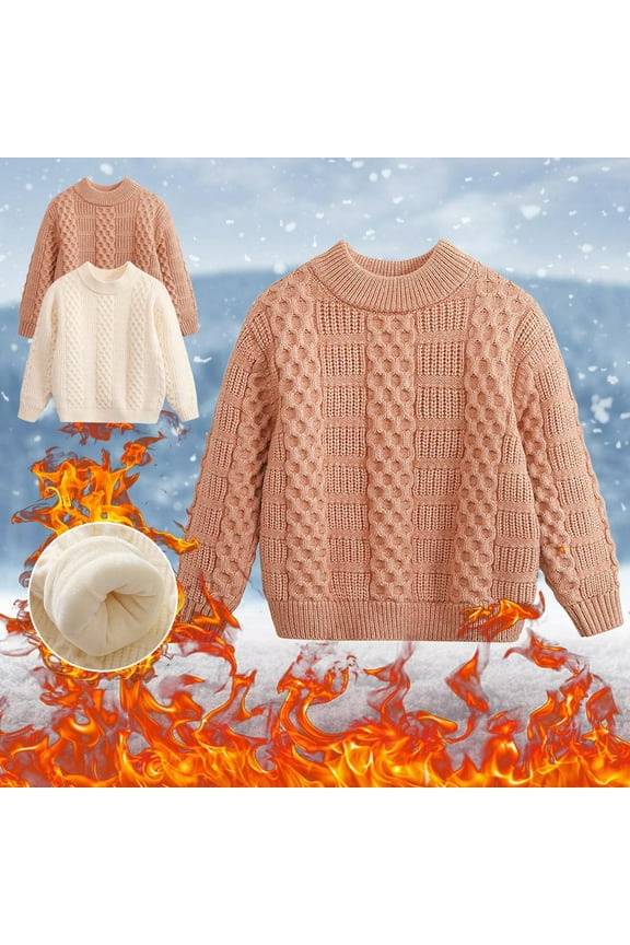 Sweaters for Kids Girls Warm 2025 Long Sleeve Christmas Gifts Solid Fleece Kids White Fall and Winter Clothes Size 4-5 Years