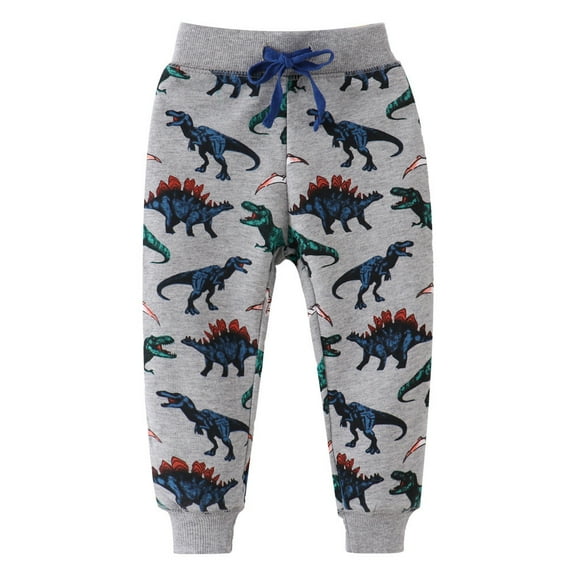Cethrio Sweatpants for Boys, Cotton Printed Sports Elastic Waist Casual Joggers Gray Size 4 T