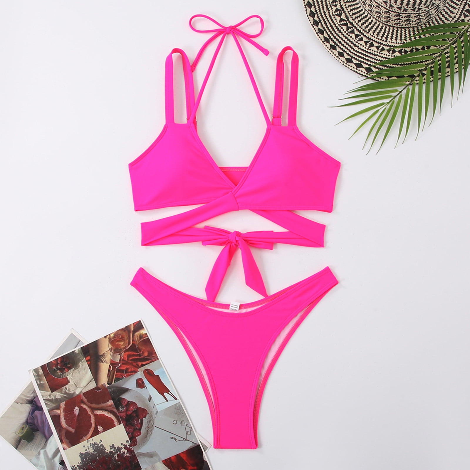 Cethrio Swimsuit Women Bikini Sexy Beach Summer Hot Pink Swimsuits Sets