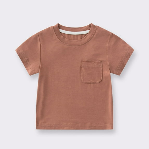 Cethrio T Shirts for Boys Girls, Pullover Solid Color Short Sleeve Cotton Summer Tees Wine Size 3-6 Months