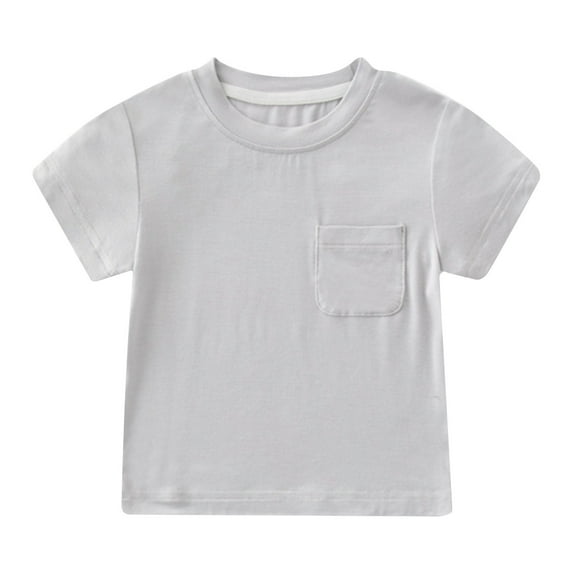 Cethrio T Shirts for Girls Boys, Short Sleeve Casual Solid Color Pullover Summer Tees Gray Size 9-12 Months