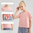 thumbnail image 1 of Cethrio T-Shirts for Girls, Quick Dry Dancewear Athletic Short Sleeve Summmer Tops Pink Size 4-5 T, 1 of 9