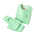 thumbnail image 1 of Cethrio Thermal Pajama Sts for Kids, Cotton Crewneck Soft Warm Girls Boys Sleepwear Green Size 4-6 T, 1 of 2