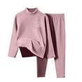 thumbnail image 1 of Cethrio Thermal Pajama Sts for Kids, Pullover Crewneck 2 Piece Warm Girls Boys Sleepwear Pink Size 16-18 T, 1 of 2