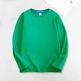 thumbnail image 1 of Wavsuf Thin T-shirt for Kids Summer Boys and Girls Pullover Solid Green Sweatshirt Size 9-10 Years, 1 of 3