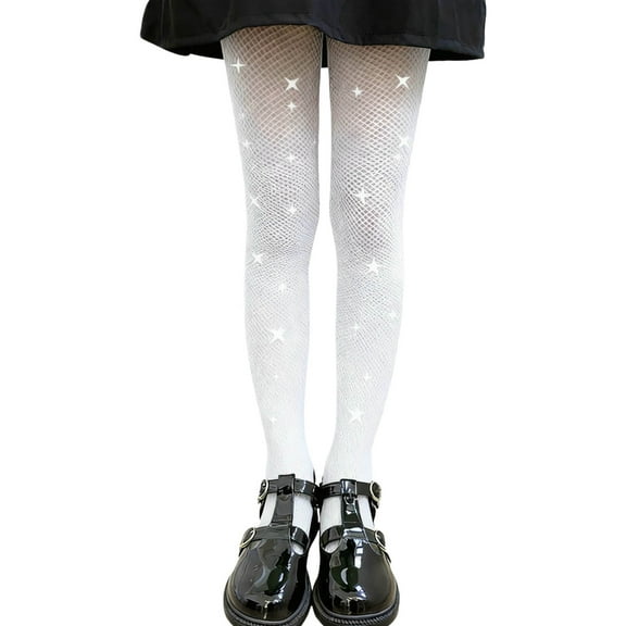 Cethrio Tights for Girl, Elastic Waist Fashion Stretch Dancewear Girls Leggings White Size 5-15 T