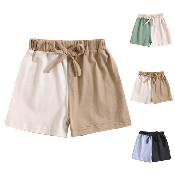 Cethrio Kids Boys Athletic Shorts, Cotton Casual Elastic Waist Running Summer Shorts Brown Size 1-6 T