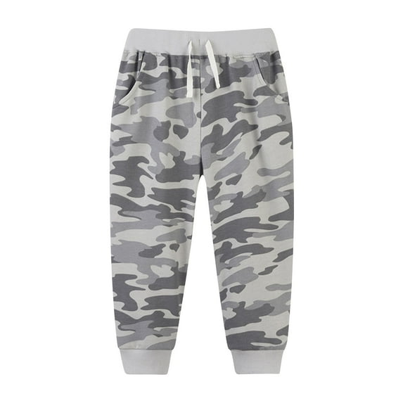 Cethrio Kids Boys Athletic Sweatpants, Casual Cotton Drawstring Printed Jogger Pants Gray Size 3 T