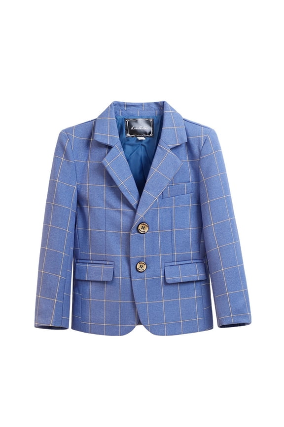 Kids Boys Blazer Jackets, Lapel Long Sleeve School Uniform Formal Outerwear with Pockets Navy Size 3T
