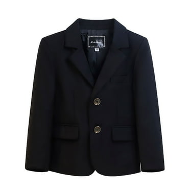 Cethrio Kids Boys Blazer Jackets, Long Sleeve School Uniform Lapel Formal Fall Outerwear Black Size 6-7