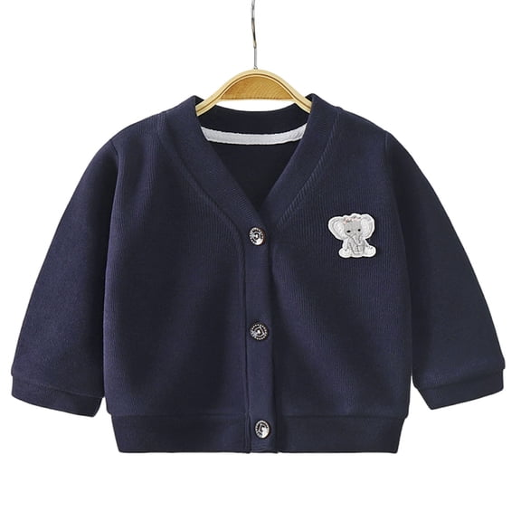 Cethrio Kids Boys Bomber Jackets, Casual V Neck Cotton Long Sleeve Kids Cardigans Navy Size 1-2T