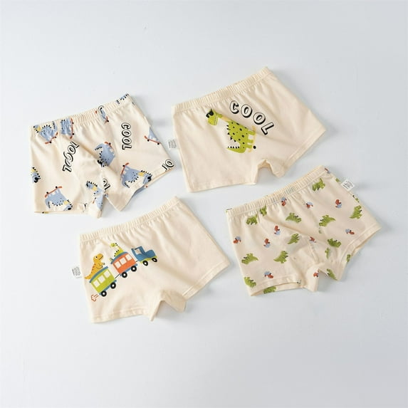 Cethrio Kids Boys Boxer Briefs, 4 Pack Comfort Cotton Breathable Kids Underwear White Size 5-6T