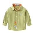 thumbnail image 1 of Cethrio Kids Boys Button Down Shirts, Lapel Collar Cute Casual Cotton Long Sleeve Shirts Green Size 3-4T, 1 of 5