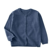 Cethrio Kids Boys' Cardigans with Button, Lightweight Knitting Cotton Long Sleeve Soft Boys Sweaters Navy Size 2-10T