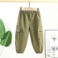 thumbnail image 1 of Cethrio Kids Boys Cargo Pants, Casual Elastic Waist Lightweight Pants with Pockets Army Green Size 2-3 T, 1 of 3